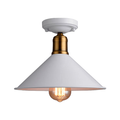 Conic Semi-Flush Mount Vintage Light - Stylish Black/White Metallic Ceiling Lighting