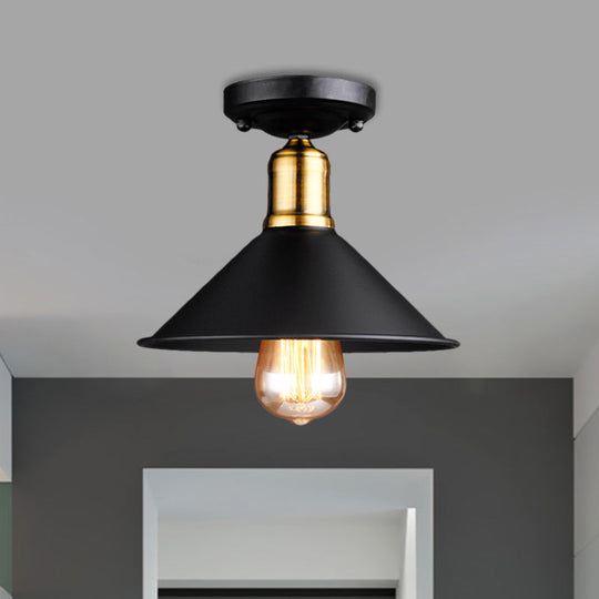 Conic Semi - Flush Mount Vintage Light - Stylish Black/White Metallic Ceiling Lighting