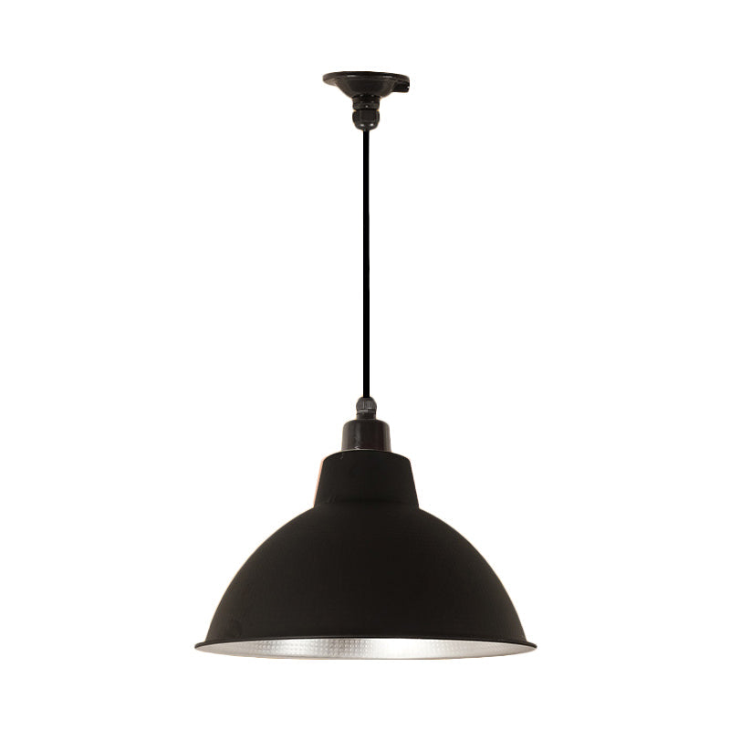 Retro Metallic Hanging Lamp - Stylish 1 Bulb Black/White Ceiling Fixture For Bowl Coffee Shop