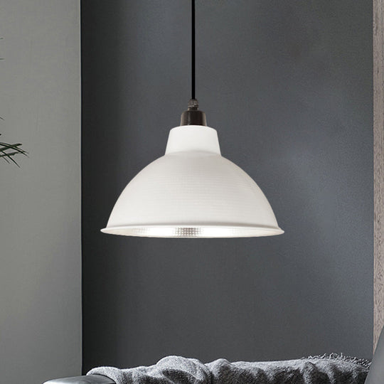 Retro Metallic Hanging Lamp - Stylish 1 Bulb Black/White Ceiling Fixture For Bowl Coffee Shop