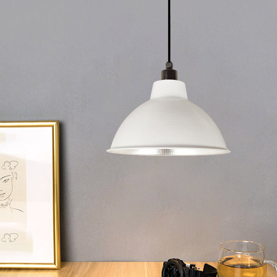 Retro Metallic Hanging Lamp - Stylish 1 Bulb Black/White Ceiling Fixture For Bowl Coffee Shop