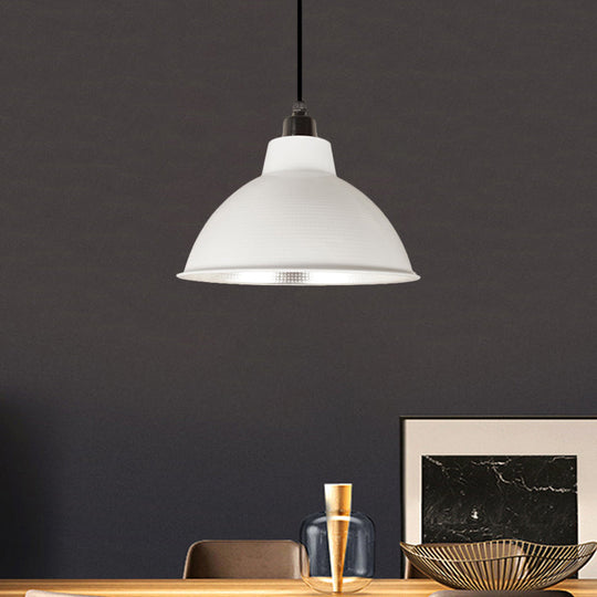Retro Metallic Hanging Lamp - Stylish 1 Bulb Black/White Ceiling Fixture For Bowl Coffee Shop