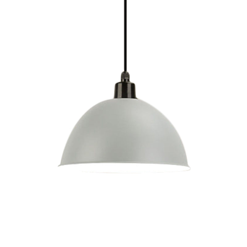 Industrial Style Metal Suspension Lamp With Dome Shade - Black/Gray 1 Bulb Pendant Light For Dining