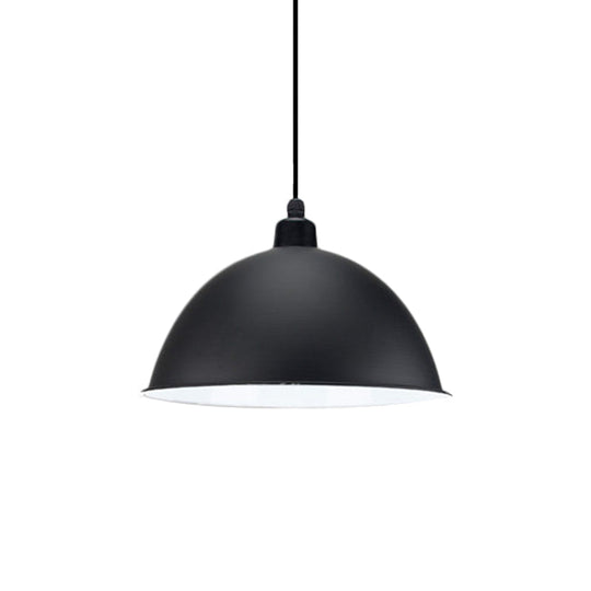 Industrial Style Metal Suspension Lamp With Dome Shade - Black/Gray 1 Bulb Pendant Light For Dining