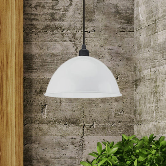 Metal Black/Gray Suspension Pendant Light 1-Bulb Industrial Dome Shade For Dining Room 12’/14’ W