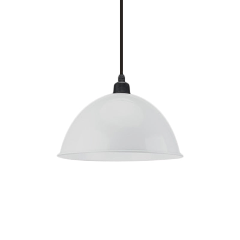Metal Black/Gray Suspension Pendant Light 1-Bulb Industrial Dome Shade For Dining Room 12’/14’ W