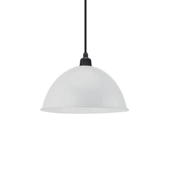 Metal Black/Gray Suspension Pendant Light 1-Bulb Industrial Dome Shade For Dining Room 12’/14’ W