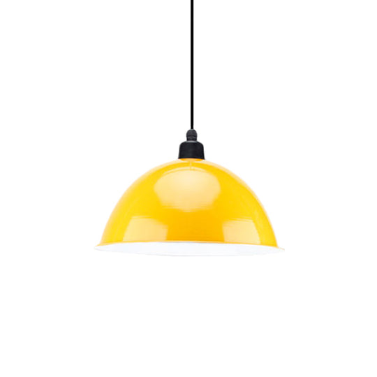 Industrial Style Metal Suspension Lamp With Dome Shade - Black/Gray 1 Bulb Pendant Light For Dining