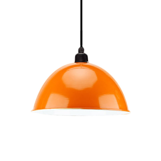 Metal Black/Gray Suspension Pendant Light 1-Bulb Industrial Dome Shade For Dining Room 12’/14’ W