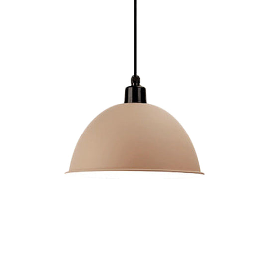Metal Black/Gray Suspension Pendant Light 1-Bulb Industrial Dome Shade For Dining Room 12’/14’ W