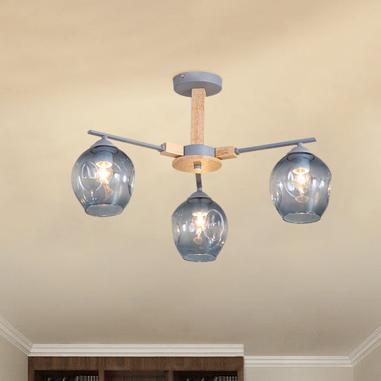 Modern Smoke Gray Glass Pendant Chandelier - 3/6 Light Modo Hanging Fixture For Living Room 3 / Grey