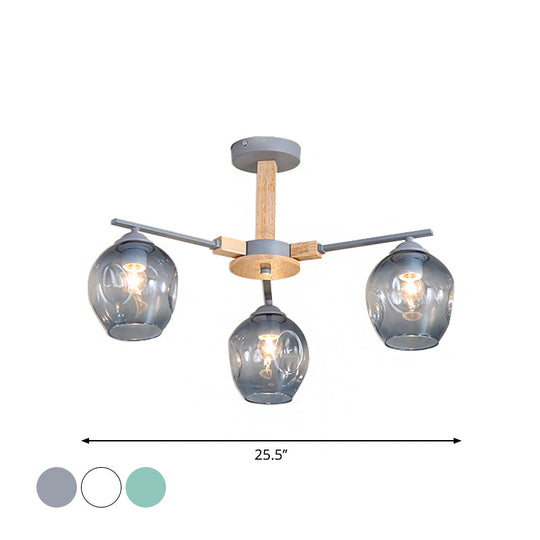 Modern Smoke Gray Glass Pendant Chandelier - 3/6 Light Modo Hanging Fixture For Living Room