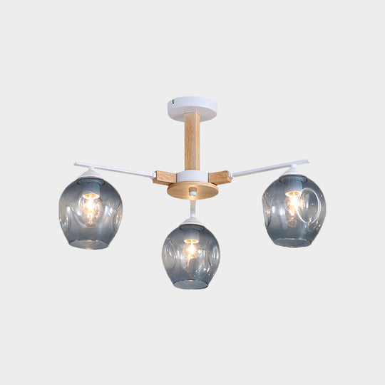 Modern Smoke Gray Glass Pendant Chandelier - 3/6 Light Modo Hanging Fixture For Living Room
