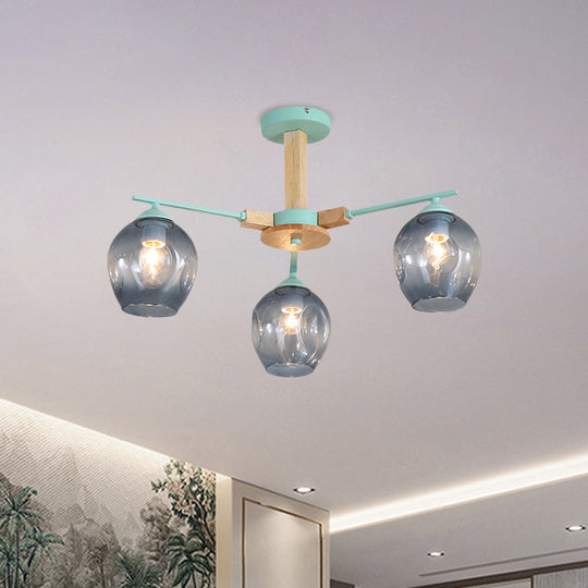 Modern Smoke Gray Glass Pendant Chandelier - 3/6 Light Modo Hanging Fixture For Living Room
