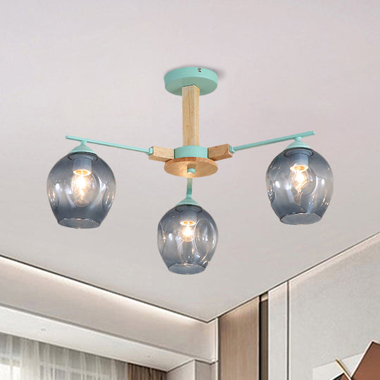 Modern Smoke Gray Glass Pendant Chandelier - 3/6 Light Modo Hanging Fixture For Living Room