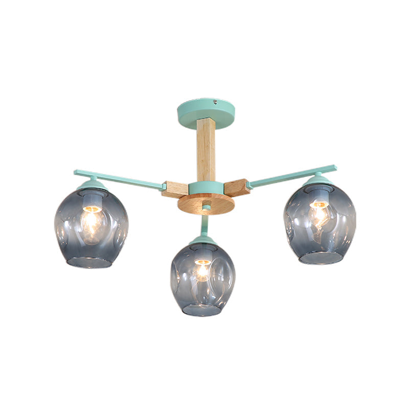 Modern Smoke Gray Glass Pendant Chandelier - 3/6 Light Modo Hanging Fixture For Living Room
