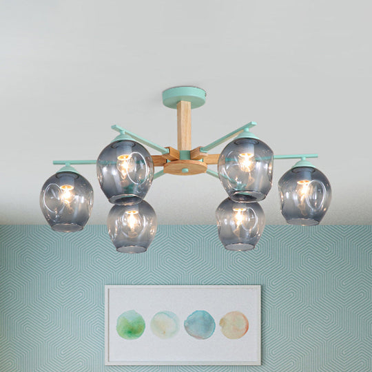 Modern Smoke Gray Glass Pendant Chandelier - 3/6 Light Modo Hanging Fixture For Living Room