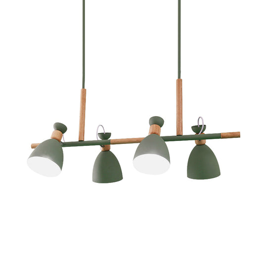 Green/Grey/White Metal Dome Shade Island Chandelier - Nordic Style Pendant Lamp With 4 Heads