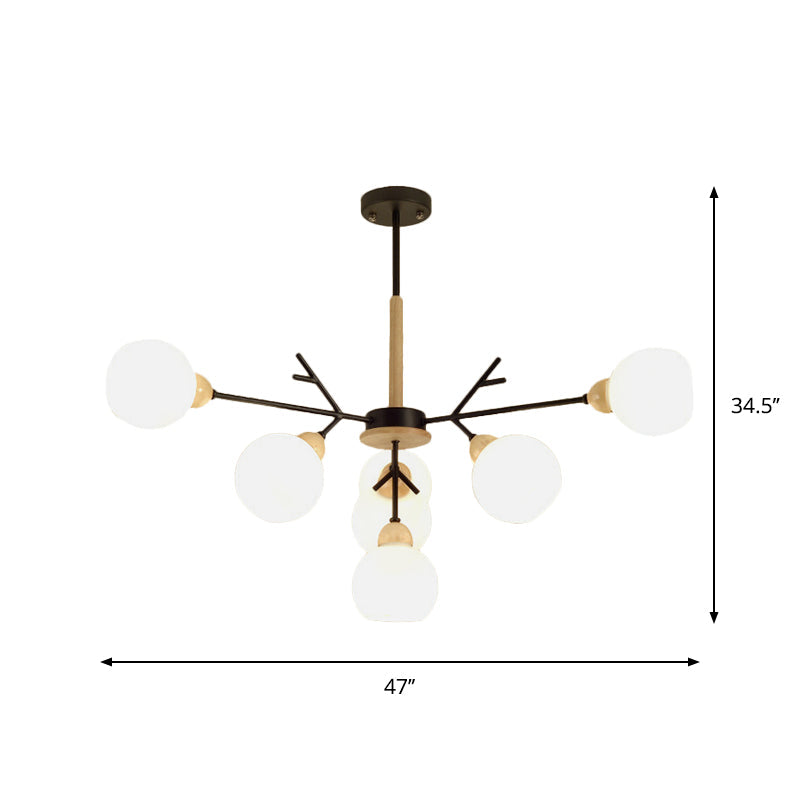 Contemporary Opal Glass Branch Chandelier - 7/13 Lights Pendant For Restaurants