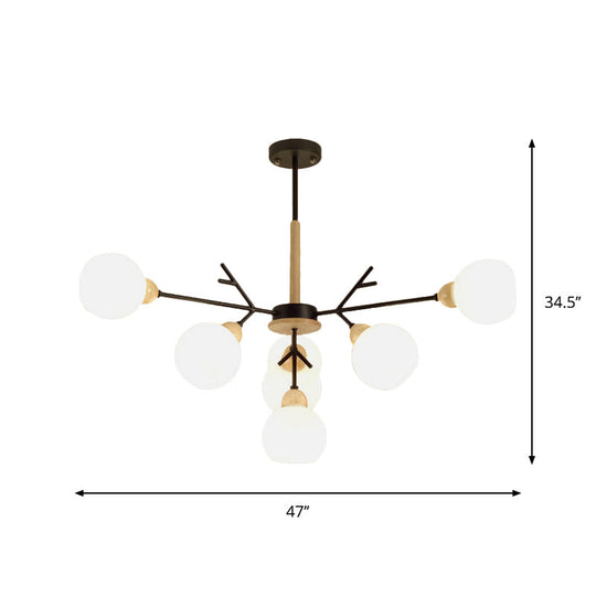 Contemporary Opal Glass Branch Chandelier - 7/13 Lights Pendant For Restaurants