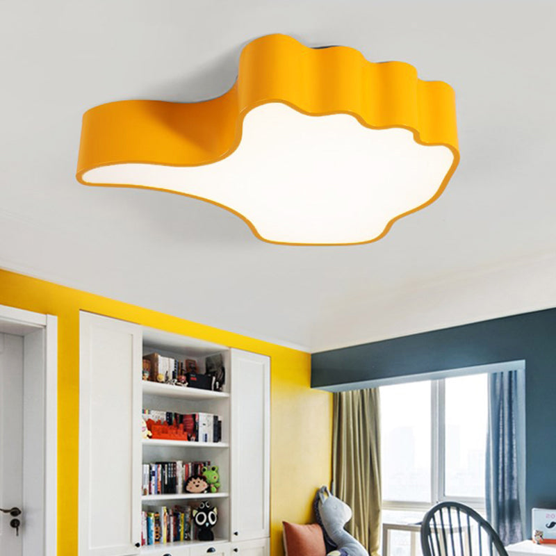 Modern Yellow Thumbs-Up Acrylic Flush Ceiling Light For Childs Bedroom / White