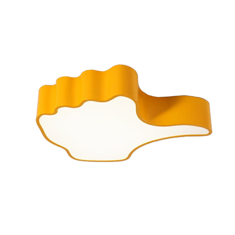 Modern Yellow Thumbs-Up Acrylic Flush Ceiling Light For Child’s Bedroom