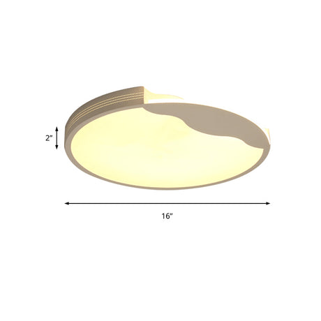 Modern White Led Flush Mount Ceiling Light Fixture With Acrylic Shade Warm/White Lighting 16/19.5