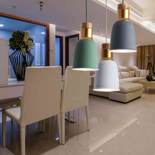 Nordic Metal Pendant Ceiling Light With Bell Hanging Design In Black/Grey/White - 1