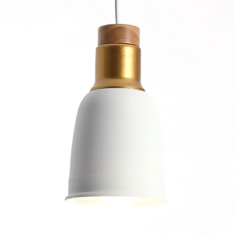 Nordic Metal Pendant Ceiling Light With Bell Hanging Design In Black/Grey/White - 1 White