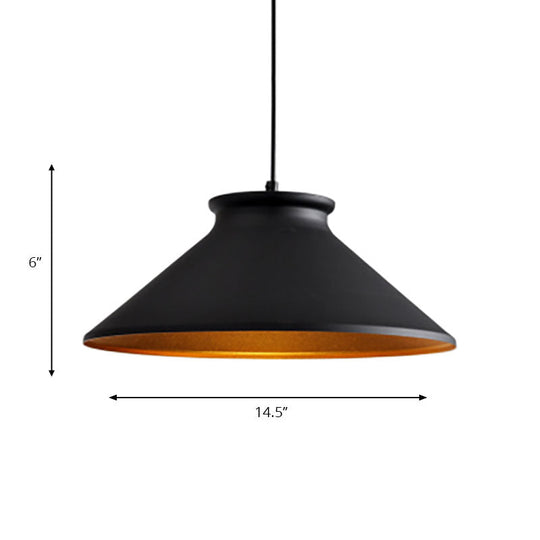 Modern Metal Ceiling Pendant Light For Dining Room - Black/White Tapered Hanging Design