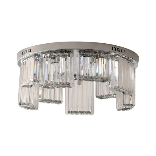 Contemporary Jagged Block Flush Mount Lamp - Clear Crystal Ceiling Light (18’/23.5’ W
