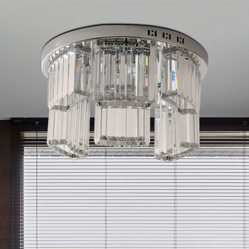 Contemporary Jagged Block Flush Mount Lamp - Clear Crystal Ceiling Light (18’/23.5’ W