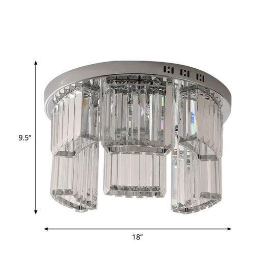 Contemporary Jagged Block Flush Mount Lamp - Clear Crystal Ceiling Light (18’/23.5’ W