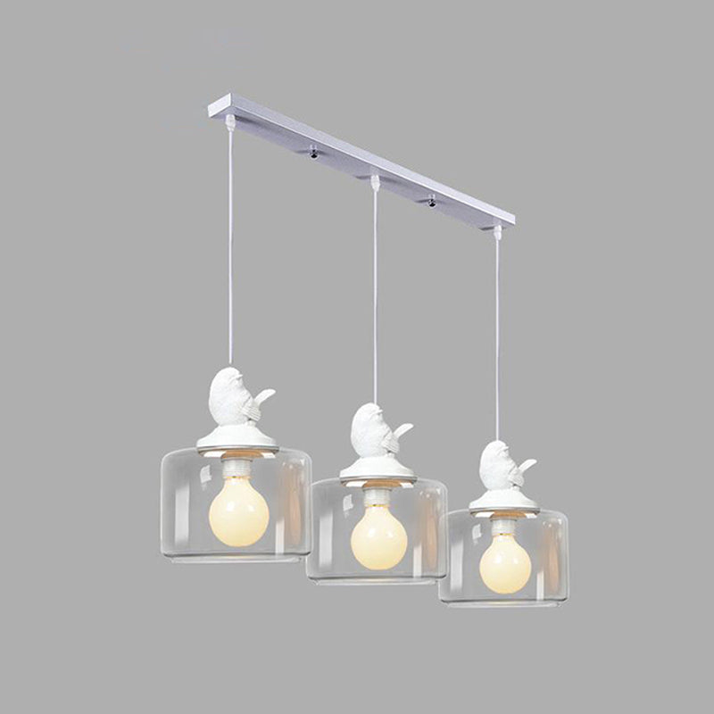 Contemporary Glass Pendant Light With Bird Design - Perfect For Restaurants Clear Drum Shade Hanging