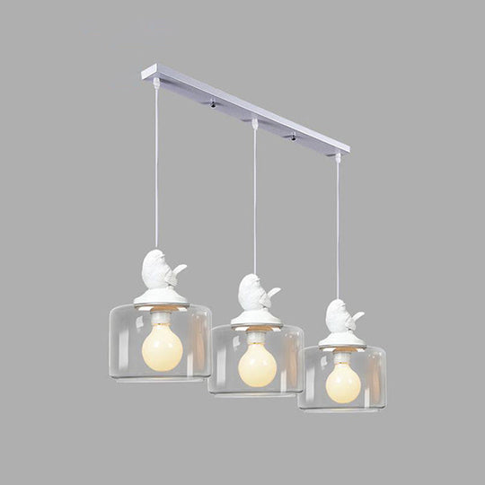 Contemporary Glass Pendant Light With Bird Design - Perfect For Restaurants Clear Drum Shade Hanging