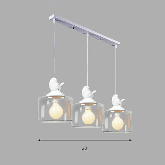 Contemporary Glass Pendant Light With Bird Design - Perfect For Restaurants Clear Drum Shade Hanging