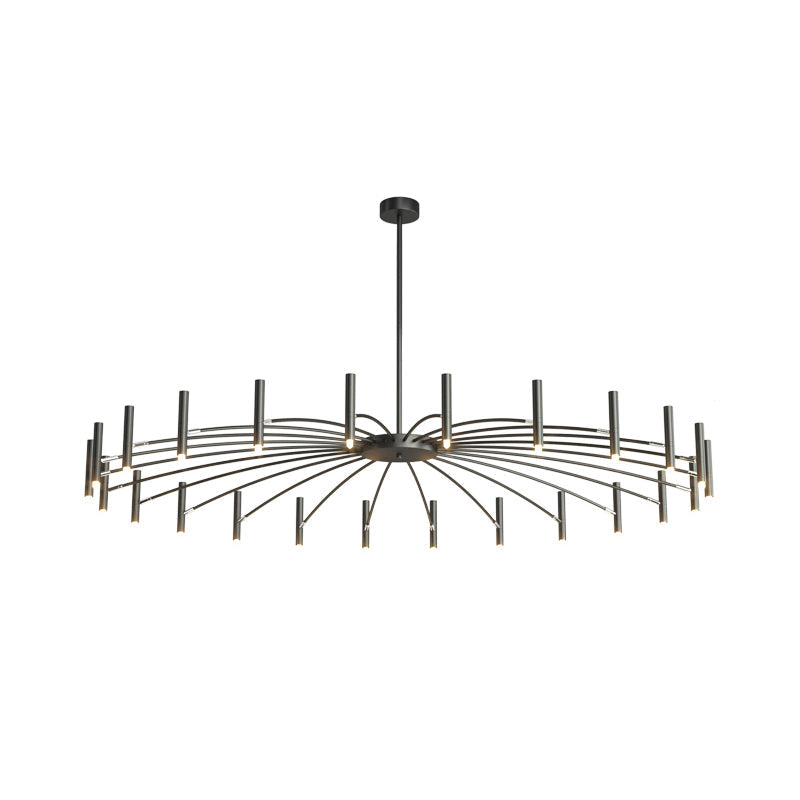 Adjustable Linear Shade Chandelier - Modern Metal Ceiling Light (12/24 Lights) In Black/Rose Gold
