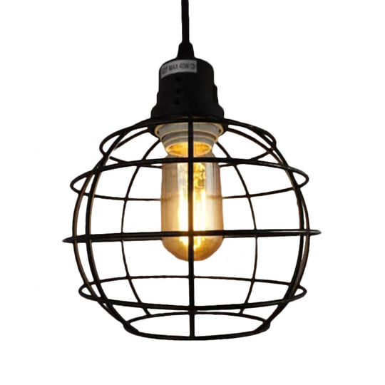 Stylish Black Metal Pendant Lamp With Global Shade - Perfect For Nautical Themes & Balcony Lighting