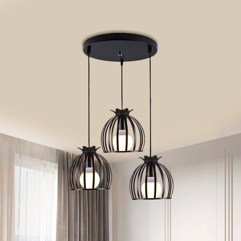 Loft Style Dome Cage Pendant Light With Hanging Head - Black/White Perfect For Living Room Black /