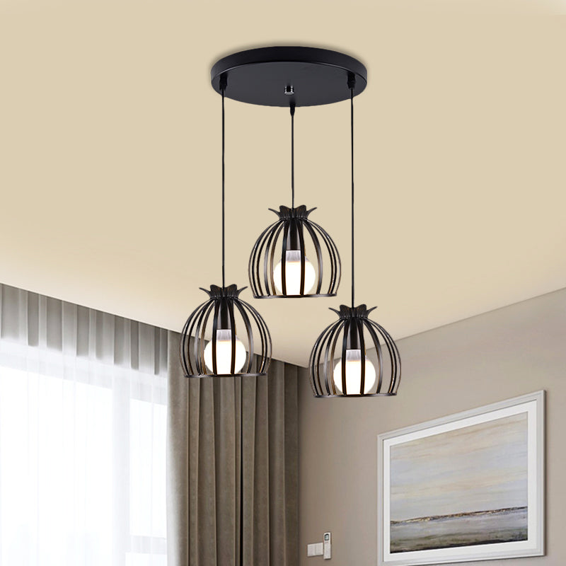 Loft Style Dome Cage Pendant Light With Hanging Head - Black/White Perfect For Living Room