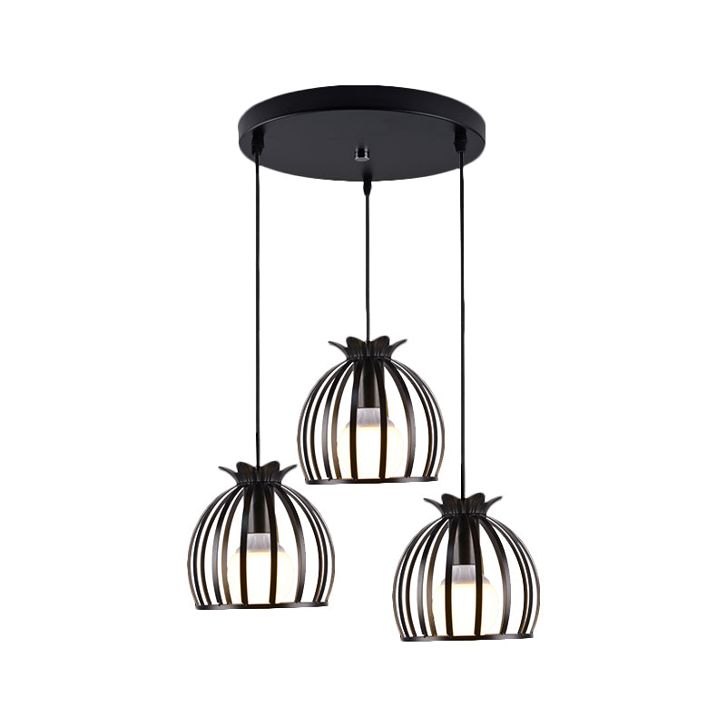 Loft Style Dome Cage Pendant Light With Hanging Head - Black/White Perfect For Living Room