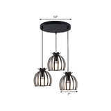 1 Industrial Loft Dome Cage Pendant Light In Black/White For Living Room