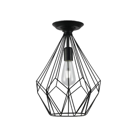 Black Metallic Cage Diamond Ceiling Light Fixture For Corridor - Loft Industrial Style Close To