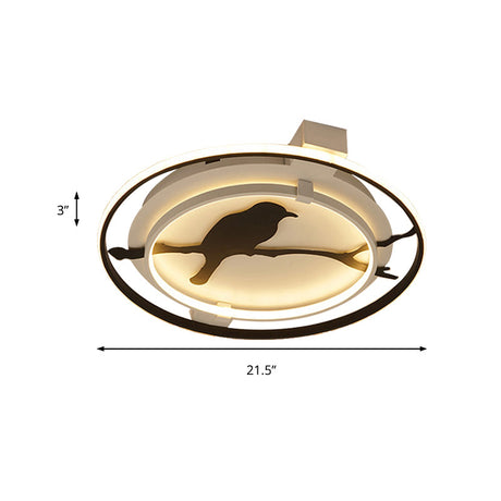 Black Acrylic Bird Ceiling Mount Light For Bathroom And Bedroom