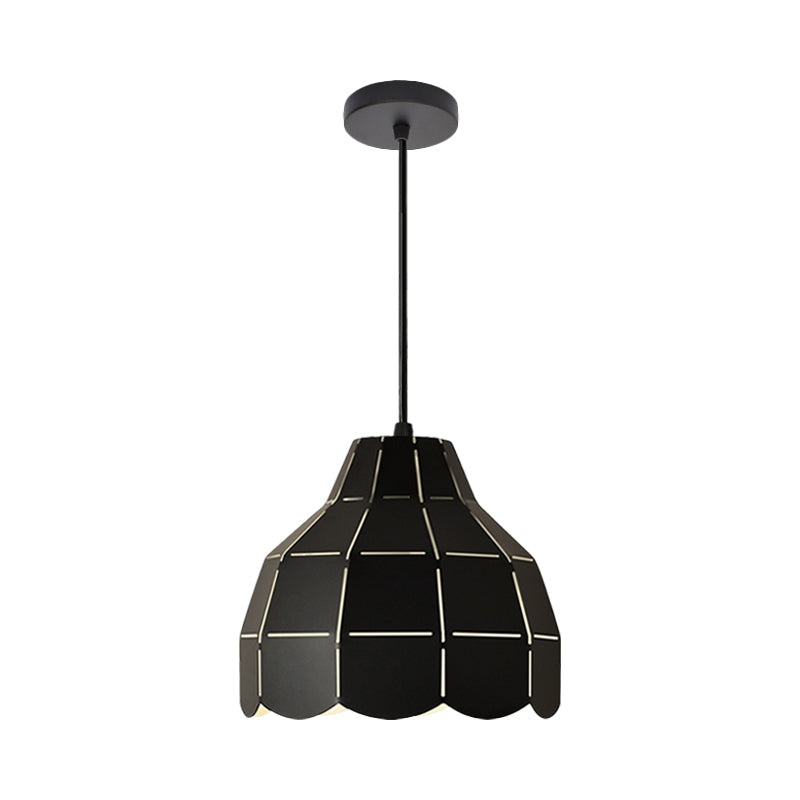 Nordic Style Metal Dome Pendant Light - Black/Grey/White | One Bulb Hanging Lamp For Dining Room