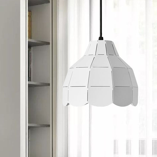 Nordic Style Metal Dome Pendant Light - Black/Grey/White | One Bulb Hanging Lamp For Dining Room