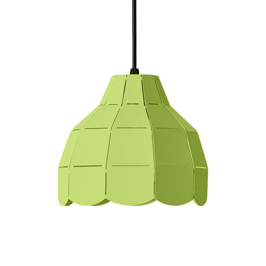 Macaron Metal Dome Pendant Light: Chic 1-Light Hanging Fixture With Scallop Design In