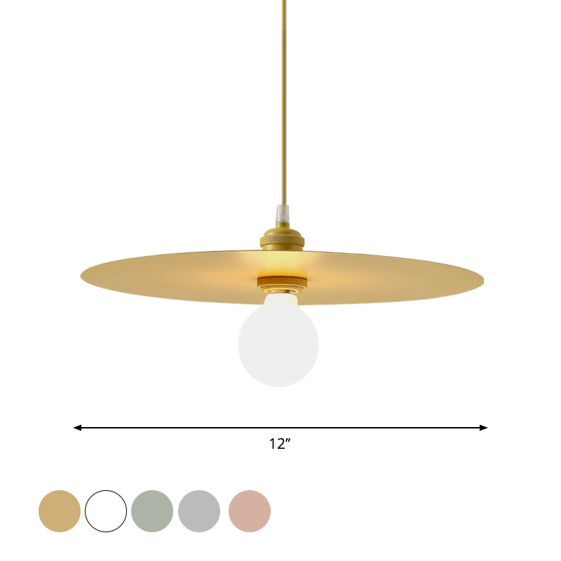 Macaron Pendant Light With Metal Disc Shade - Single Bulb Multi-Color Options