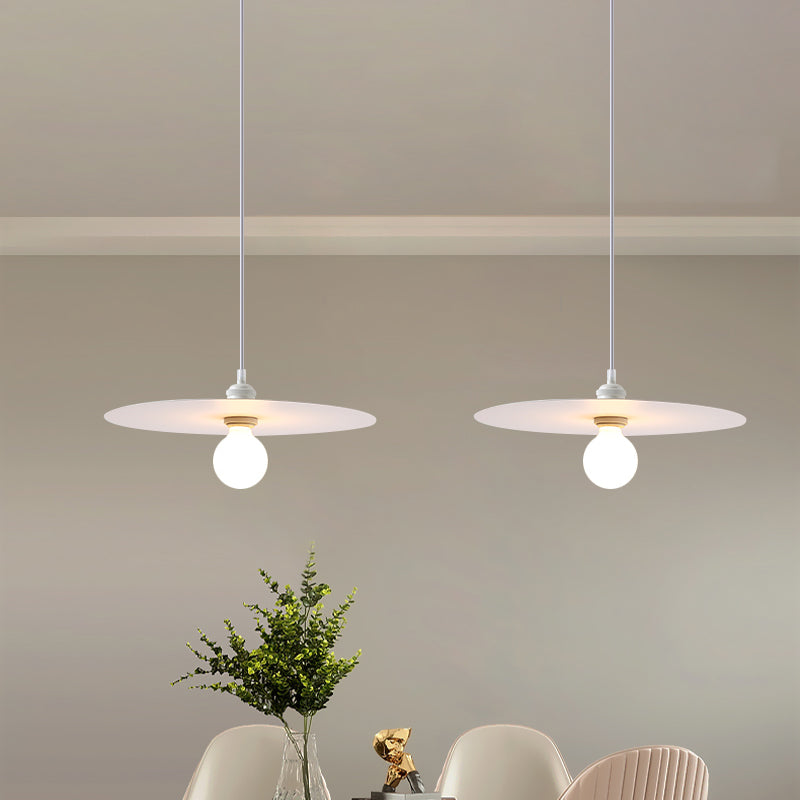 Macaron Pendant Light With Metal Disc Shade - Single Bulb Multi-Color Options