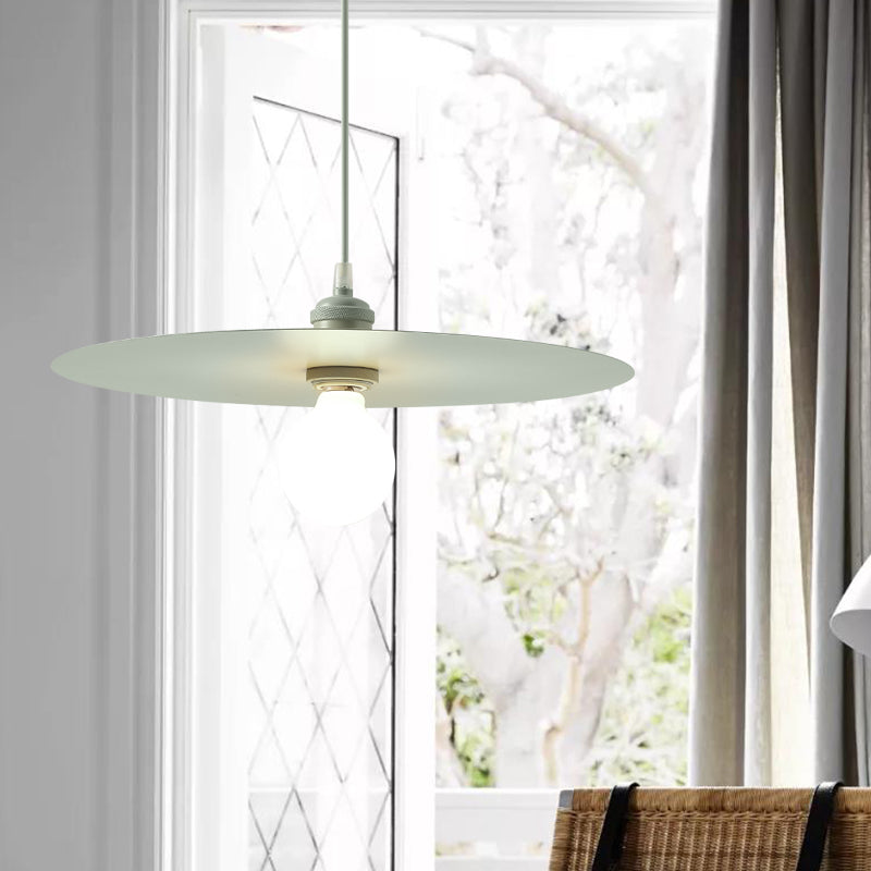 Macaron Pendant Light With Metal Disc Shade Multi Color Options And Single Bulb
